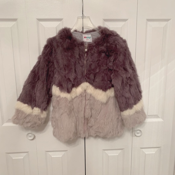 NWT genuine rabbit fur coat in grey lavender size small - Picture 1 of 7
